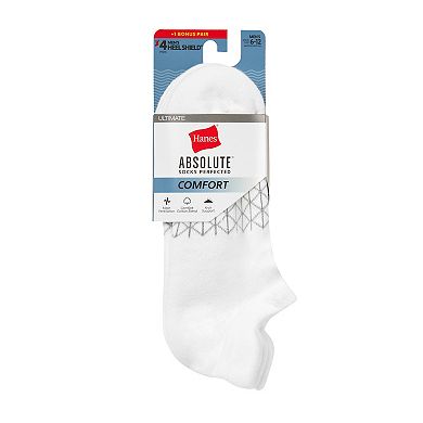 Men's Hanes® 3+1 Bonus Pack Ultimate Absolute Comfort No Show Socks with Heel Shield