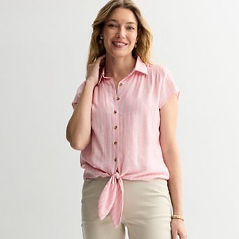 Petite Croft & Barrow® Tie Front Top