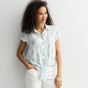 Petite Croft & Barrow® Tie Front Top