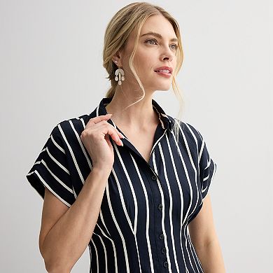Women's Nine West Cinched Waist Midi Shirt Dress