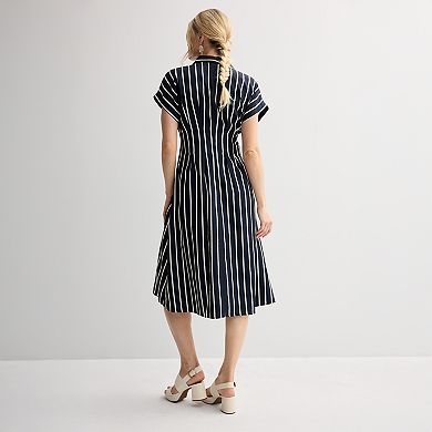 Women's Nine West Cinched Waist Midi Shirt Dress