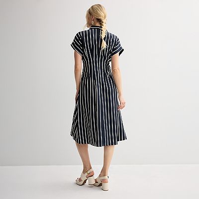 Women's Nine West Cinched Waist Midi Shirt Dress