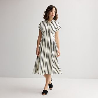 Women's Nine West Cinched Waist Midi Shirt Dress