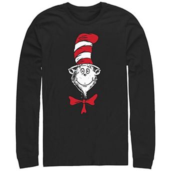 Men's Dr. Seuss The Cat In The Hat Face Long Sleeve Graphic Tee