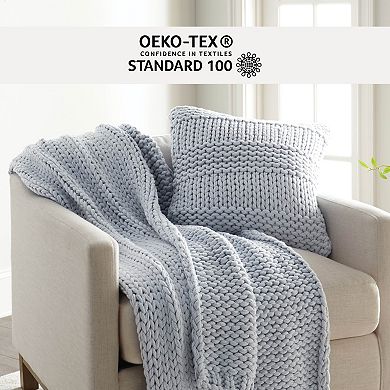 Home Collection Chunky Knit Throw Blanket & Throw Pillow Set
