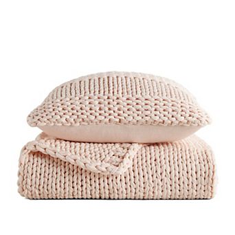 Home Collection Chunky Knit Throw Blanket & Throw Pillow Set