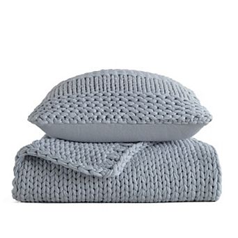 Home Collection Chunky Knit Throw Blanket & Throw Pillow Set