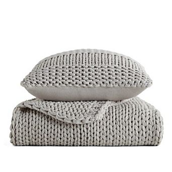 Home Collection Chunky Knit Throw Blanket & Throw Pillow Set