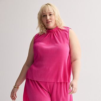 Plus Size INTEMPO™ Plisse Tank Top