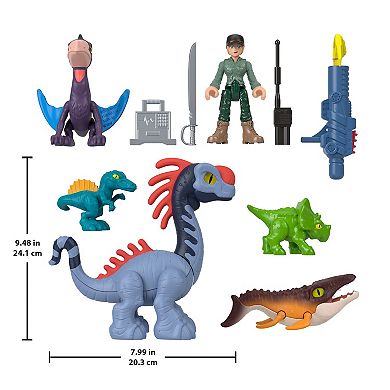 IMAGINEXT Jurassic World Rebirth Set with 6 Action Figures and Launcher