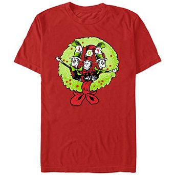 Men's Dr. Seuss The Cat In The Hat Christmas Joy Wreath Graphic Tee
