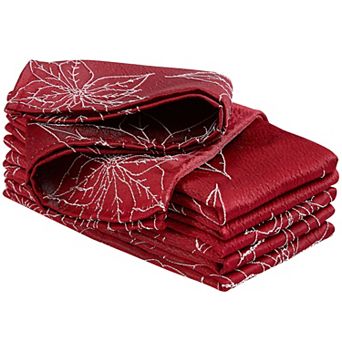 Laura Ashley Poinsettia Raised Woven 6 pc Napkin Set
