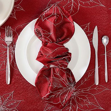 Laura Ashley Poinsettia Raised Woven 6 pc Napkin Set