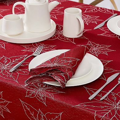 Laura Ashley Poinsettia Raised Woven 6 pc Napkin Set