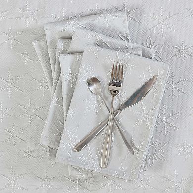 Laura Ashley Snowflake Raised Woven 6 pc Napkin Set