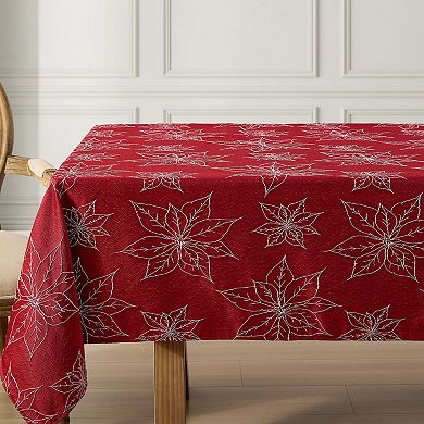 Laura Ashley Poinsettia Raised Woven Tablecloth