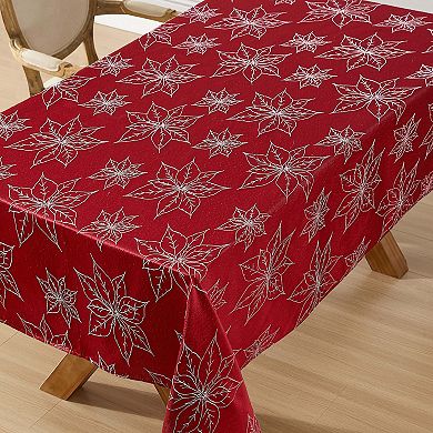Laura Ashley Poinsettia Raised Woven Tablecloth