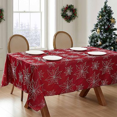 Laura Ashley Poinsettia Raised Woven Tablecloth
