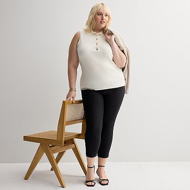 Plus Size Nine West Johnny Collar Sweater Tank Top