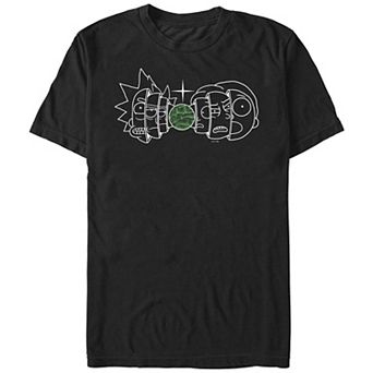 Men's Rick And Morty Split Faces Graphic Tee