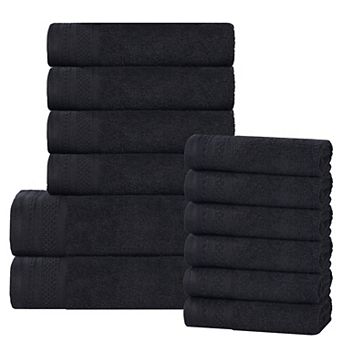 SUPERIOR 12 pc Honeycomb Textured Waffle Border Cotton Medium Weight Towel Set