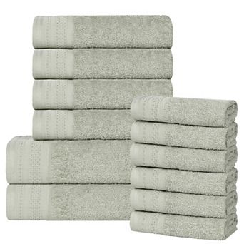 SUPERIOR 12 pc Honeycomb Textured Waffle Border Cotton Medium Weight Towel Set