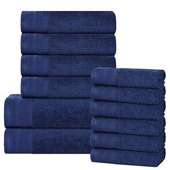 SUPERIOR 12 pc Honeycomb Textured Waffle Border Cotton Medium Weight Towel Set