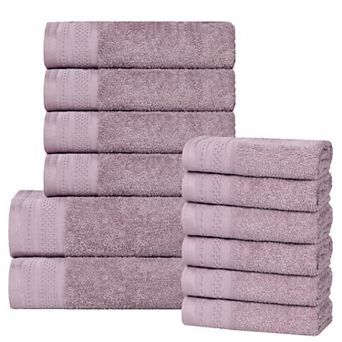 SUPERIOR 12 pc Honeycomb Textured Waffle Border Cotton Medium Weight Towel Set