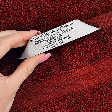 SUPERIOR 12-Piece Smart Dry Zero Twist Cotton Face Towel/Washcloths Set