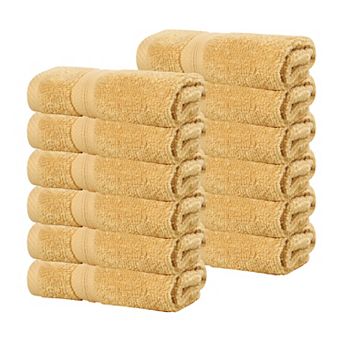 SUPERIOR 12 pc Smart Dry Zero Twist Cotton Face Towel/Washcloths Set