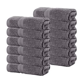 SUPERIOR 12 pc Smart Dry Zero Twist Cotton Face Towel/Washcloths Set