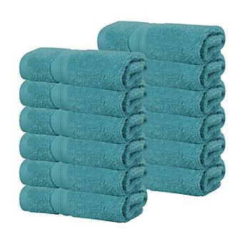 SUPERIOR 12 pc Smart Dry Zero Twist Cotton Face Towel/Washcloths Set