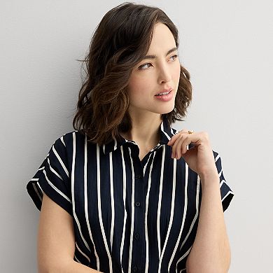 Women's Nine West Fit and Flare Button Up Shirt