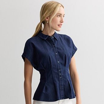 Women's Nine West Fit and Flare Button Up Shirt