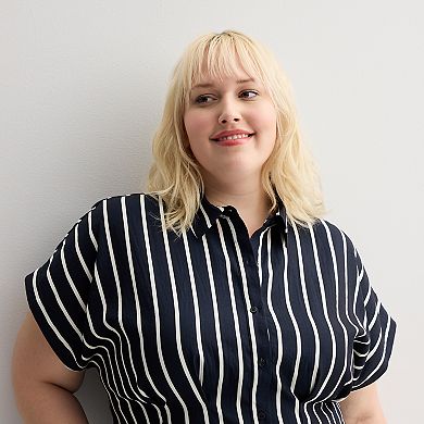 Plus Size Nine West Fit And Flare Button Up Shirt