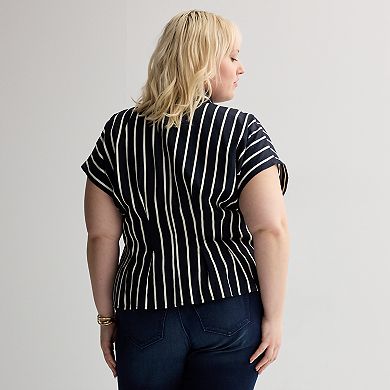 Plus Size Nine West Fit And Flare Button Up Shirt