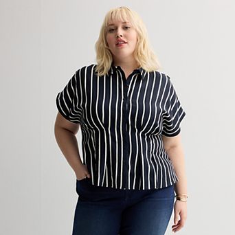 Plus Size Nine West Fit And Flare Button Up Shirt