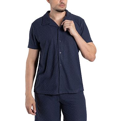 Men's Short Sleeve Camp Collar Button Up Shirt