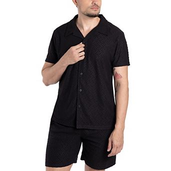 Men's Short Sleeve Camp Collar Button Up Shirt