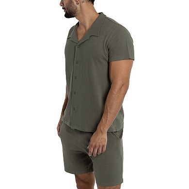 Men's Short Sleeve Camp Collar Button Up Shirt