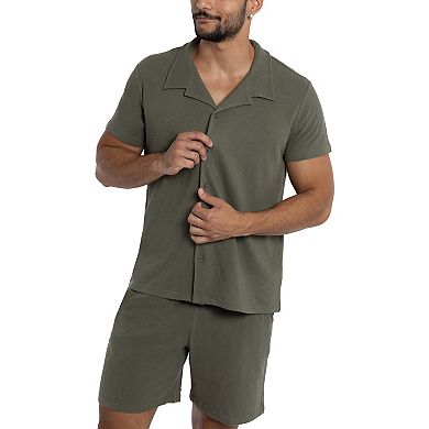 Men's Short Sleeve Camp Collar Button Up Shirt