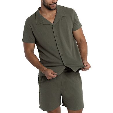 Men's Short Sleeve Camp Collar Button Up Shirt