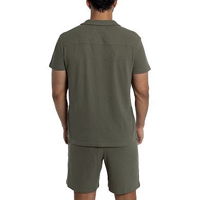 Men's Short Sleeve Camp Collar Button Up Shirt