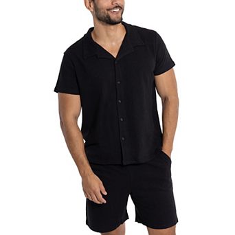 Men's Short Sleeve Camp Collar Button Up Shirt