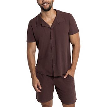 Men's Short Sleeve Camp Collar Button Up Shirt