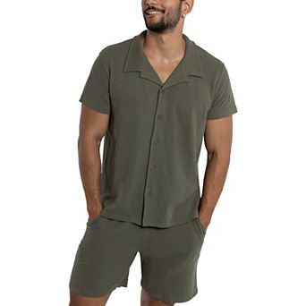 Men's Short Sleeve Camp Collar Button Up Shirt