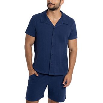 Men's Short Sleeve Camp Collar Button Up Shirt