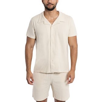 Men's Short Sleeve Camp Collar Button Up Shirt