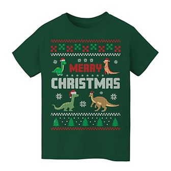 Kid's 8-20 Ugly Dinosaur Merry Christmas Graphic Tee