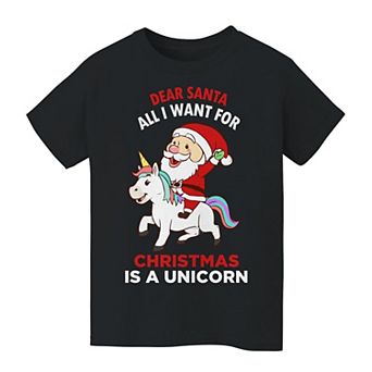 Kid's 8-20 Christmas Santa Unicorn Christmas Graphic Tee